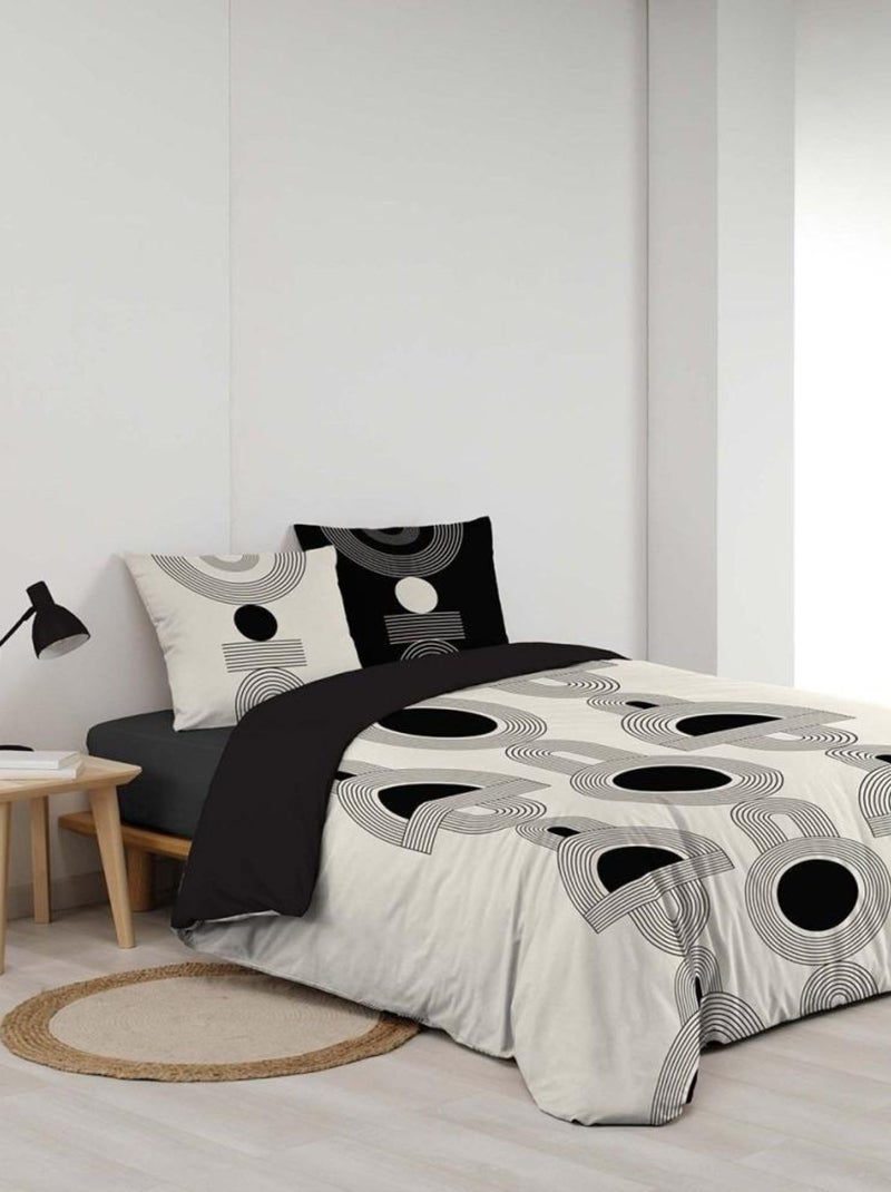 Housse de couette  + taie(s) Madox coton 42 fils Noir - Kiabi