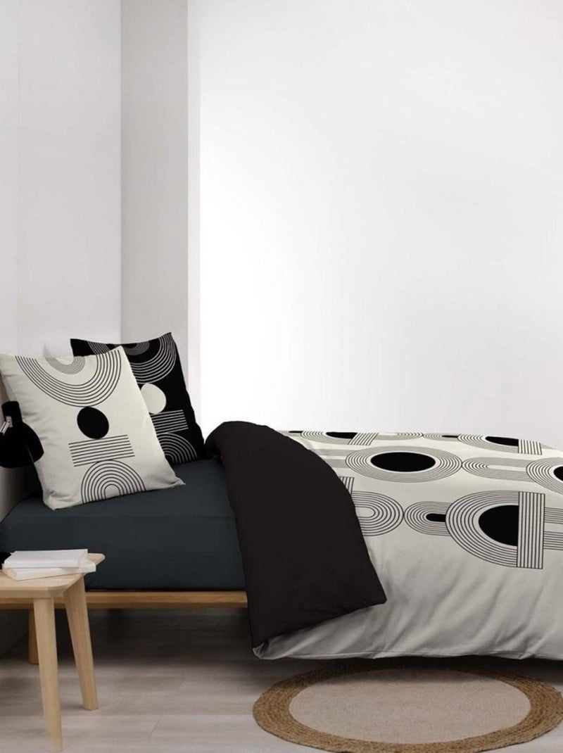 Housse de couette  + taie(s) Madox coton 42 fils Noir - Kiabi