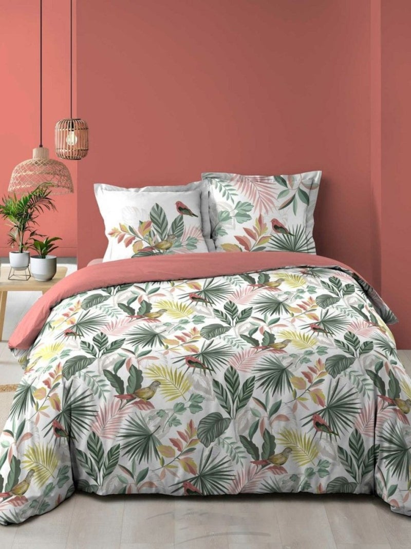 Housse de couette  + taie(s) Marbelina coton 57 fils Rose - Kiabi