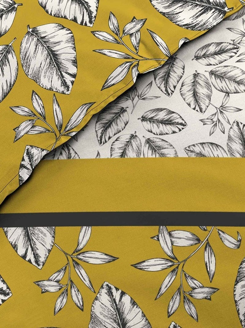 Housse de couette  + taie(s) Marjolaine ocre coton 52 fils Jaune - Kiabi