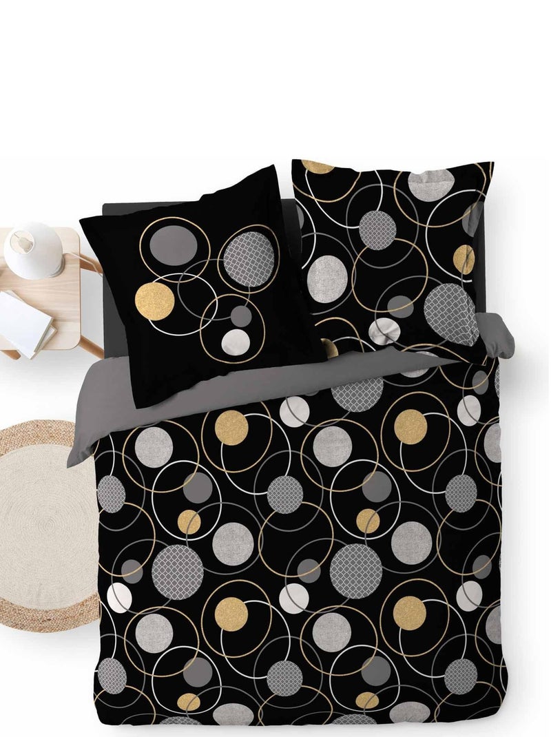 Housse de couette + taies Milore Noir - Kiabi