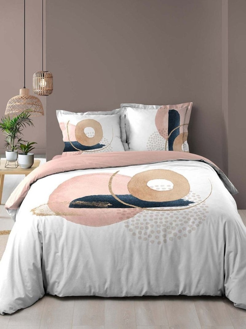 Housse de couette  + taie(s) Novaline coton 57 fils Rose - Kiabi
