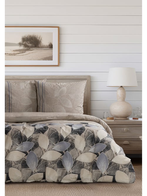 Housse de couette + taie(s) oreiller "Bernanda" 100% coton imprimé. - Kiabi Housse de couette + taie(s) oreiller "Bernanda" 100% coton imprimé. - Kiabi