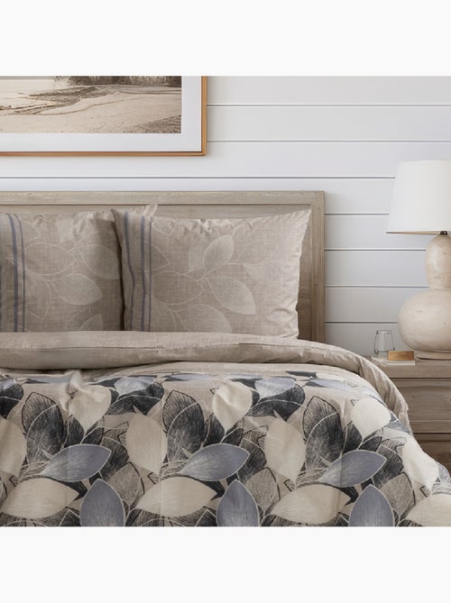 Housse de couette + taie(s) oreiller "Bernanda" 100% coton imprimé. - Kiabi Housse de couette + taie(s) oreiller "Bernanda" 100% coton imprimé. - Kiabi