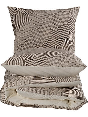 Housse de couette + taie(s) oreiller "Delda" 100% coton imprimé.