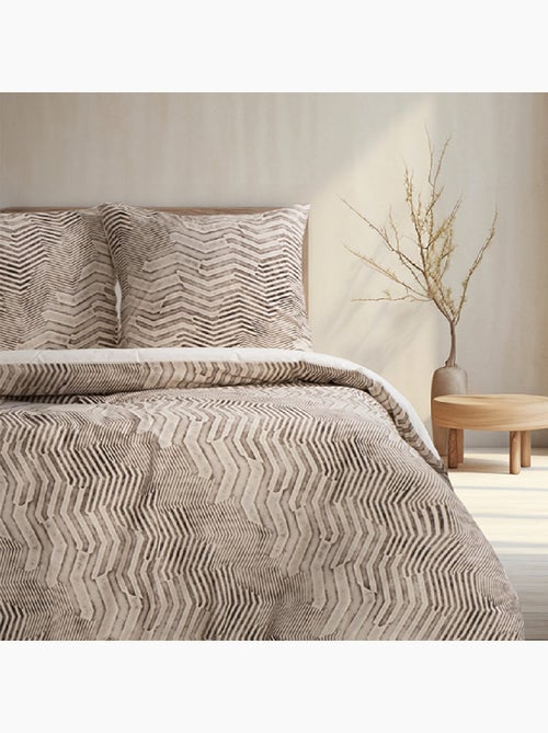Housse de couette + taie(s) oreiller "Delda" 100% coton imprimé. - Kiabi Housse de couette + taie(s) oreiller "Delda" 100% coton imprimé. - Kiabi