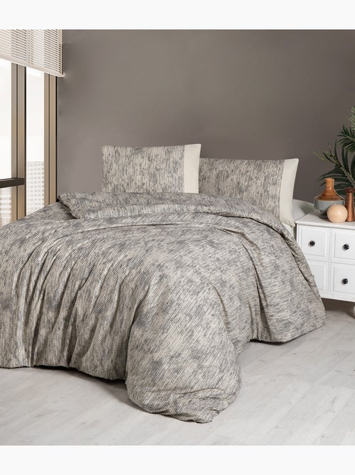 Housse de couette + taie(s) oreiller "Effect gris" 100% coton imprimé. - Kiabi Housse de couette + taie(s) oreiller "Effect gris" 100% coton imprimé. - Kiabi