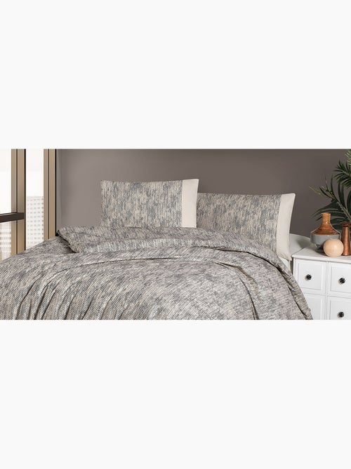 Housse de couette + taie(s) oreiller "Effect gris" 100% coton imprimé. - Kiabi Housse de couette + taie(s) oreiller "Effect gris" 100% coton imprimé. - Kiabi
