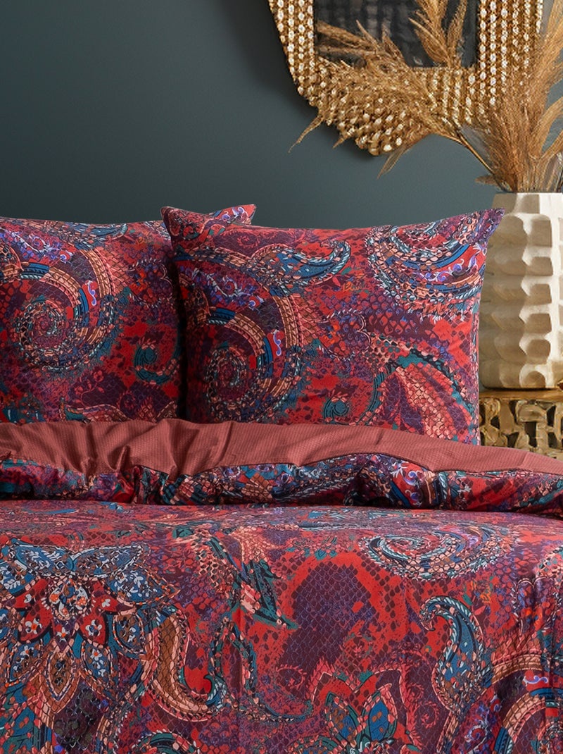 Housse de couette + taie(s) oreiller "Harmoney" 100% coton imprimé. Multicolore - Kiabi