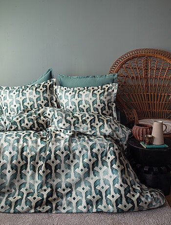 Housse de couette + taies oreiller satin de coton "Batique