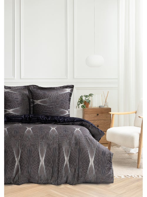 Housse de couette + taie(s) oreiller satin de coton "Bistro" - Kiabi