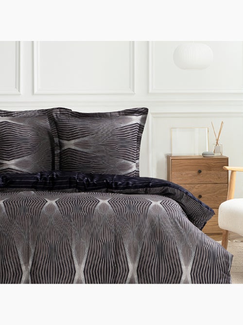 Housse de couette + taie(s) oreiller satin de coton "Bistro" - Kiabi