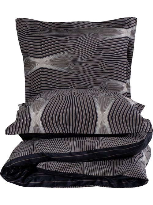 Housse de couette + taie(s) oreiller satin de coton "Bistro" - Kiabi