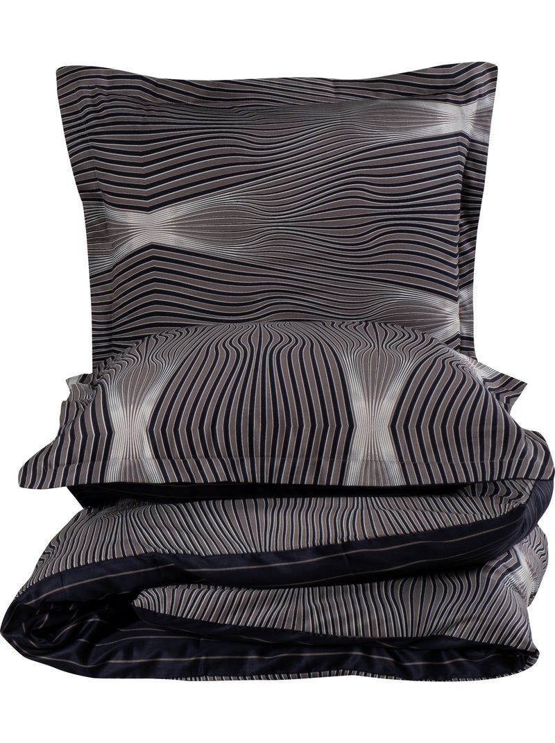 Housse de couette + taie(s) oreiller satin de coton "Bistro" Noir - Kiabi