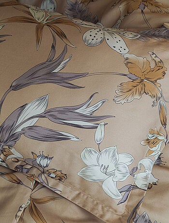 Housse de couette + taies oreiller satin de coton "Botanist