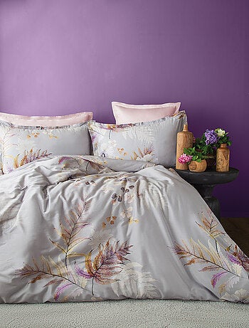 Housse de couette + taies oreiller satin de coton "Brunelle