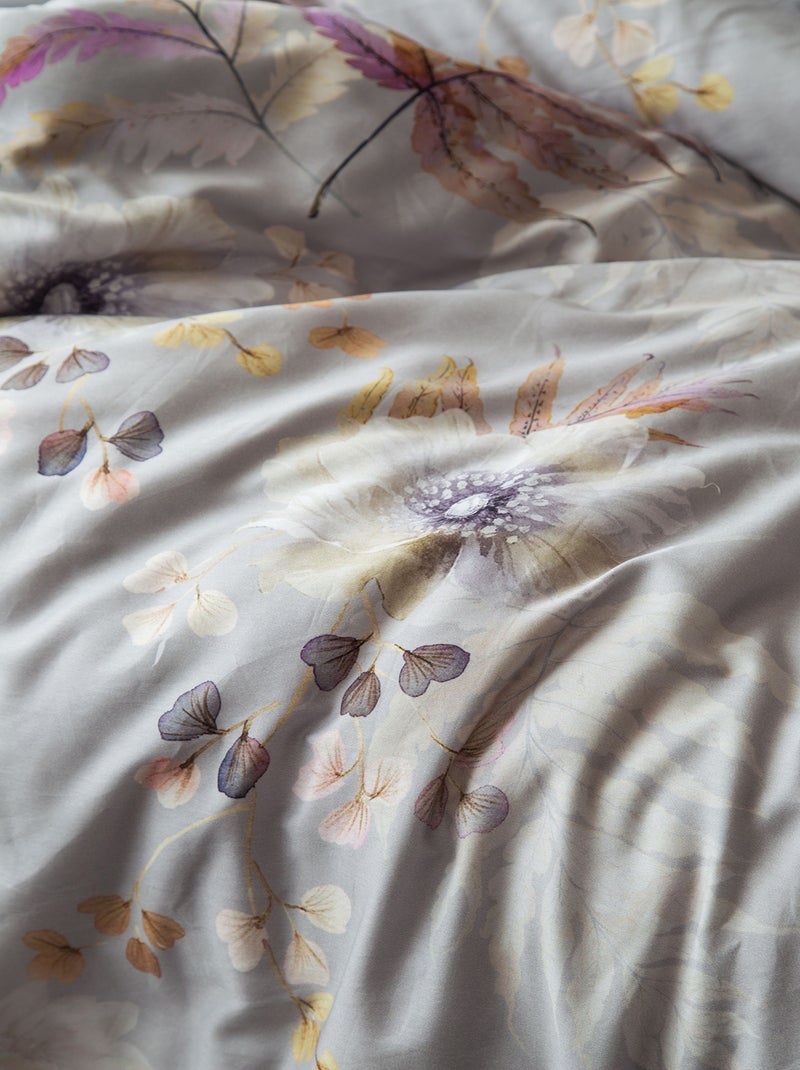 Housse de couette + taies oreiller satin de coton "Brunelle" Multicolore - Kiabi