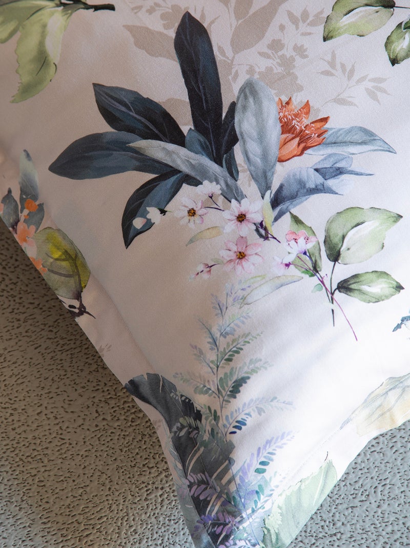 Housse de couette + taies oreiller satin de coton "Claude" Multicolore - Kiabi