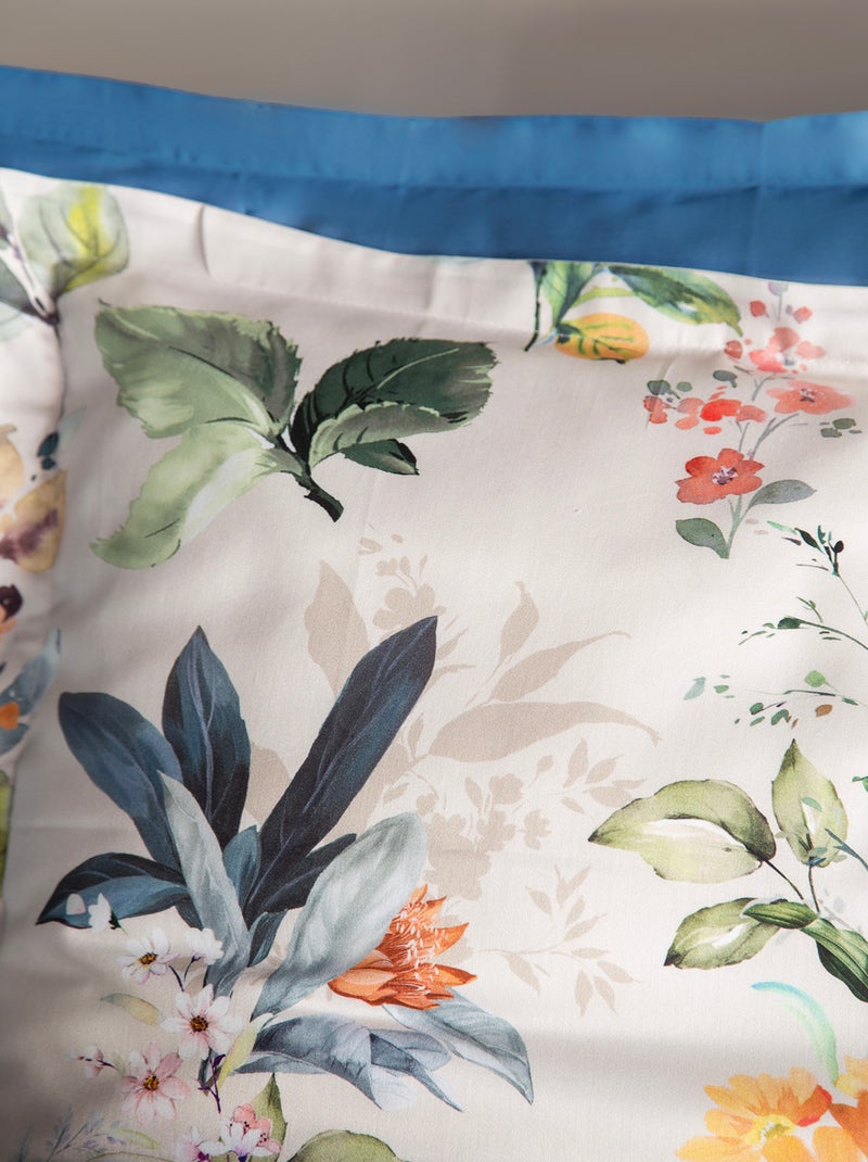 Housse de couette + taies oreiller satin de coton "Claude" Multicolore - Kiabi