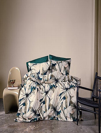 Housse de couette + taies oreiller satin de coton "Majorelle