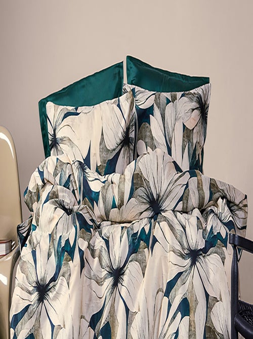 Housse de couette + taies oreiller satin de coton "Majorelle" - Kiabi Housse de couette + taies oreiller satin de coton "Majorelle" - Kiabi