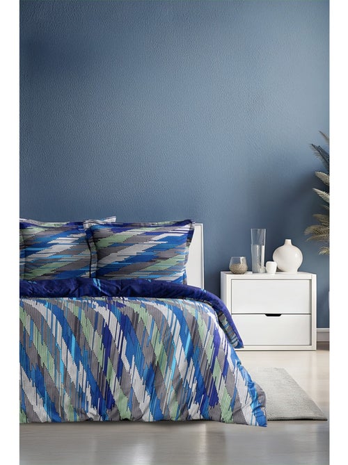 Housse de couette + taie(s) oreiller satin de coton "Neron" - Kiabi