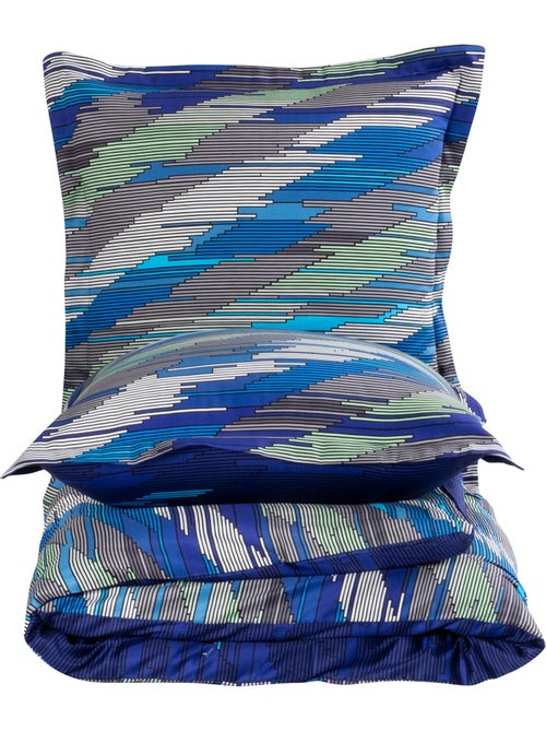 Housse de couette + taie(s) oreiller satin de coton "Neron" - Kiabi