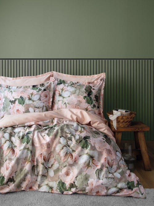 Housse de couette + taies oreiller satin de coton "Rosiere" - Kiabi