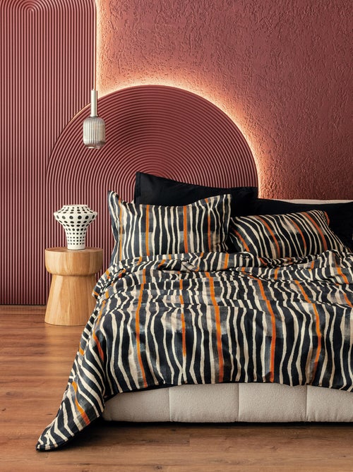 Housse de couette + taies oreiller satin de coton "Zephra" - Kiabi