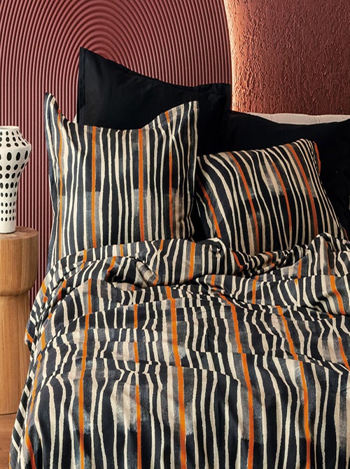 Housse de couette + taies oreiller satin de coton "Zephra" - Kiabi