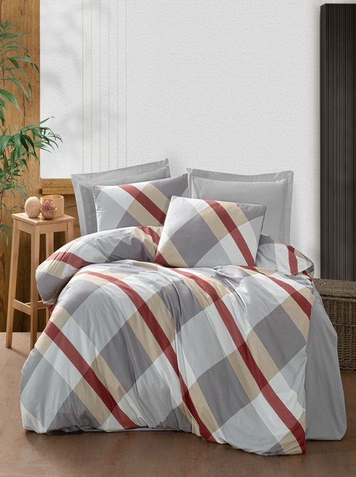 Housse de couette + taie(s) oreiller "Sherry" 100% coton imprimé. - Kiabi