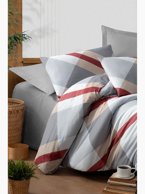 Housse de couette + taie(s) oreiller "Sherry" 100% coton imprimé. - Kiabi