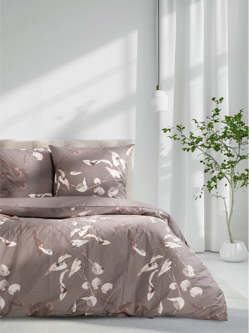 Housse de couette + taie(s) oreiller "Tivory beige" 100% coton imprimé. - Kiabi Housse de couette + taie(s) oreiller "Tivory beige" 100% coton imprimé. - Kiabi