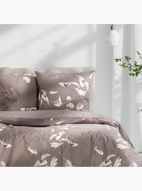 Housse de couette + taie(s) oreiller "Tivory beige" 100% coton imprimé. - Kiabi Housse de couette + taie(s) oreiller "Tivory beige" 100% coton imprimé. - Kiabi