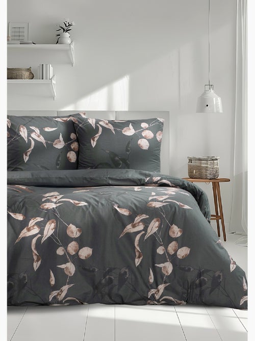 Housse de couette + taie(s) oreiller "Tivory vert" 100% coton imprimé. - Kiabi Housse de couette + taie(s) oreiller "Tivory vert" 100% coton imprimé. - Kiabi