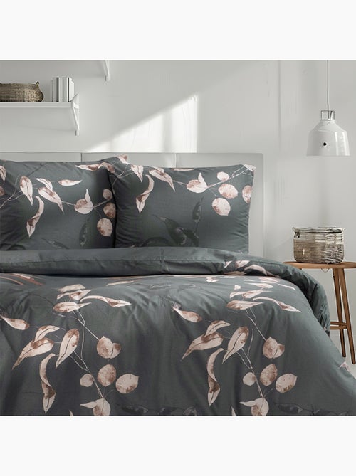 Housse de couette + taie(s) oreiller "Tivory vert" 100% coton imprimé. - Kiabi Housse de couette + taie(s) oreiller "Tivory vert" 100% coton imprimé. - Kiabi