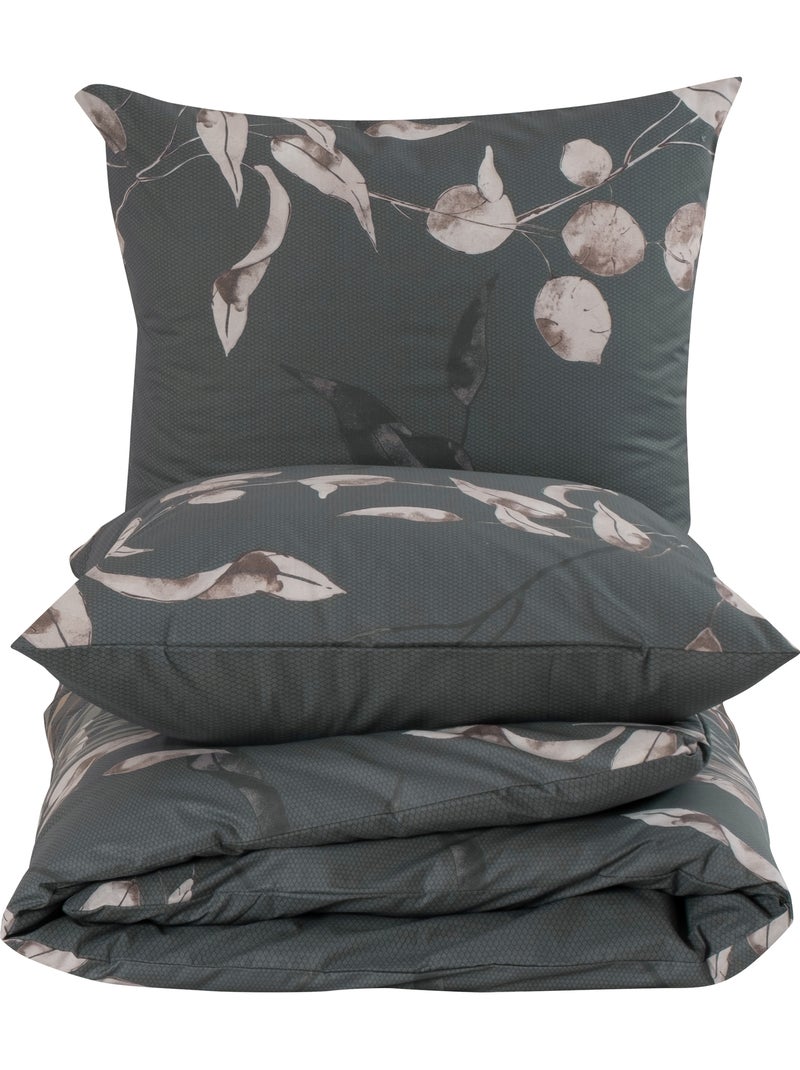 Housse de couette + taie(s) oreiller "Tivory vert" 100% coton imprimé. Kaki - Kiabi