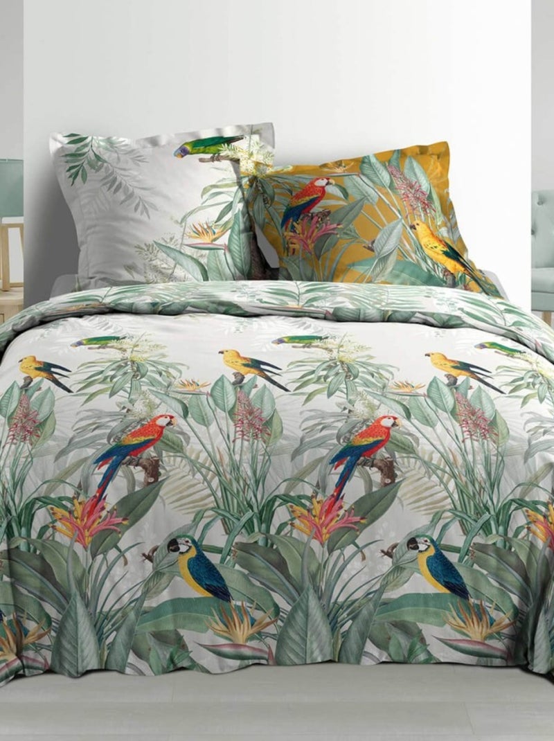Housse de couette  + taie(s) Safia coton Percale 78 fils Blanc - Kiabi