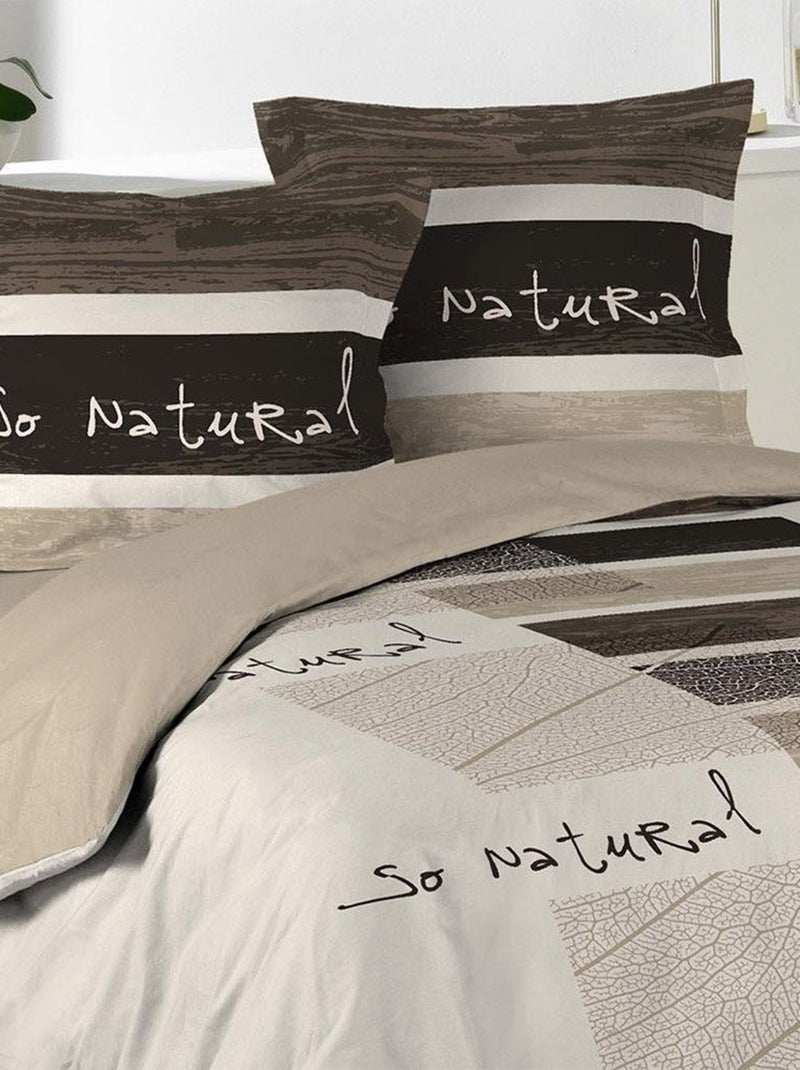 Housse de couette  + taie(s) So natural coton Beige - Kiabi