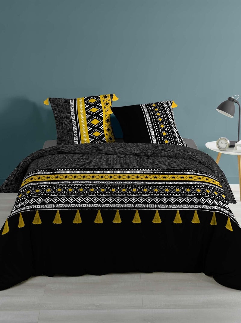 Housse de couette + taies Talismania Noir - Kiabi