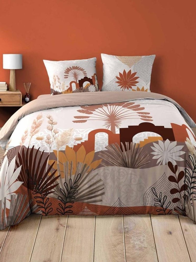 Housse de couette  + taie(s) Vera Cruz coton 42 fils Orange - Kiabi