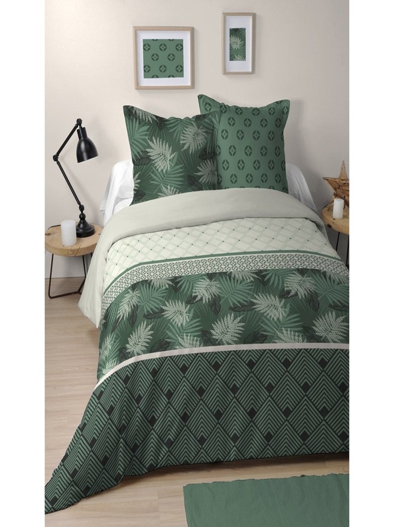 Housse de couette  Tanna vert + taie(s) coton Vert - Kiabi