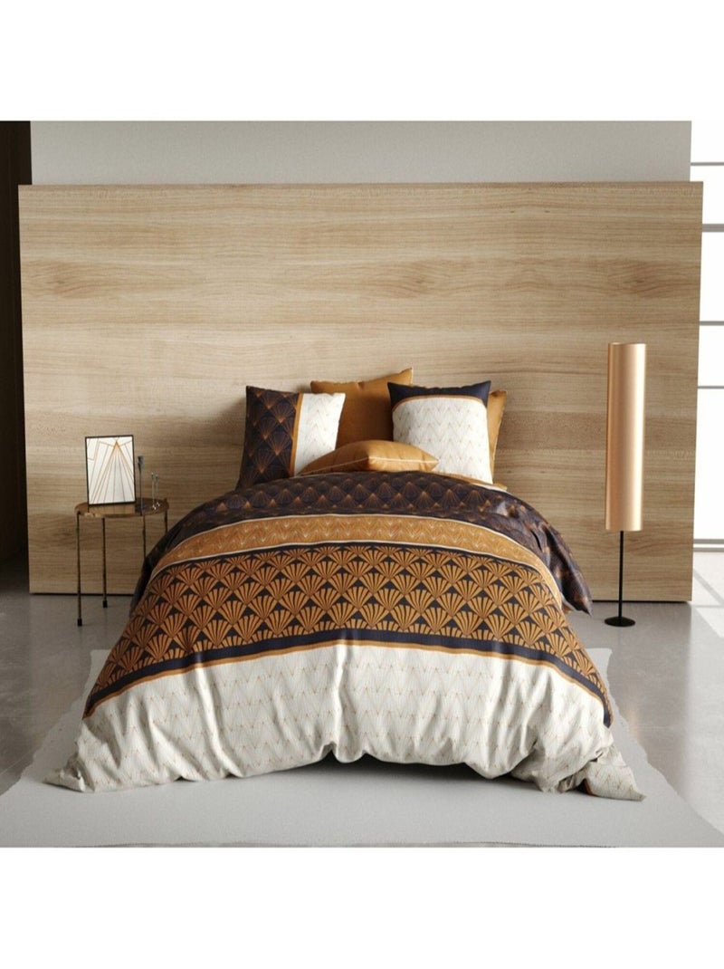 Housse de couette  Toffee + 1 taie 100% coton 57 fils Bleu - Kiabi
