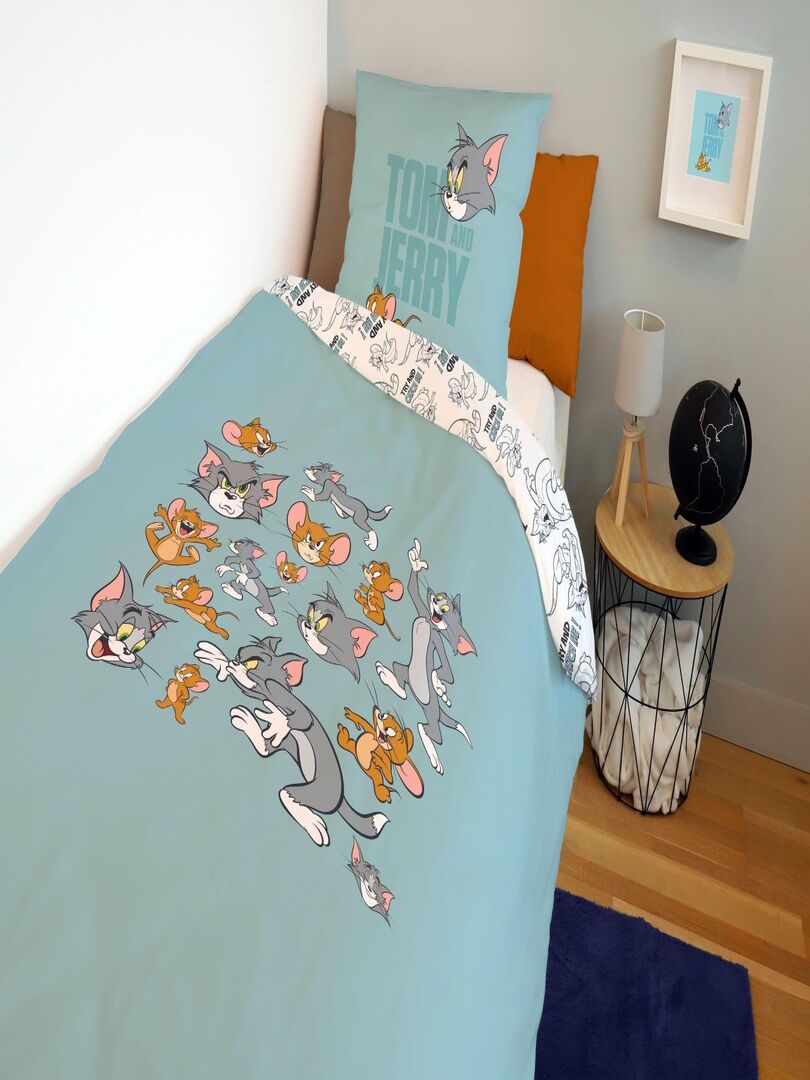 Housse de couette Tom and Jerry try and catch me 140x200 cm - 100% Coton Bleu - Kiabi