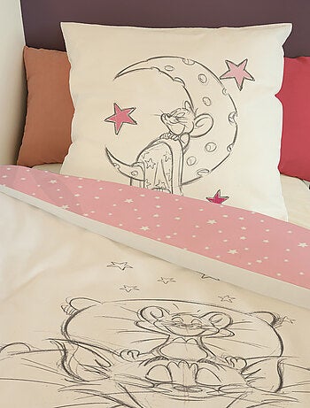 Housse de couette Tom&Jerry dodo 140x200 cm - 100% Coton - Rose et blanc