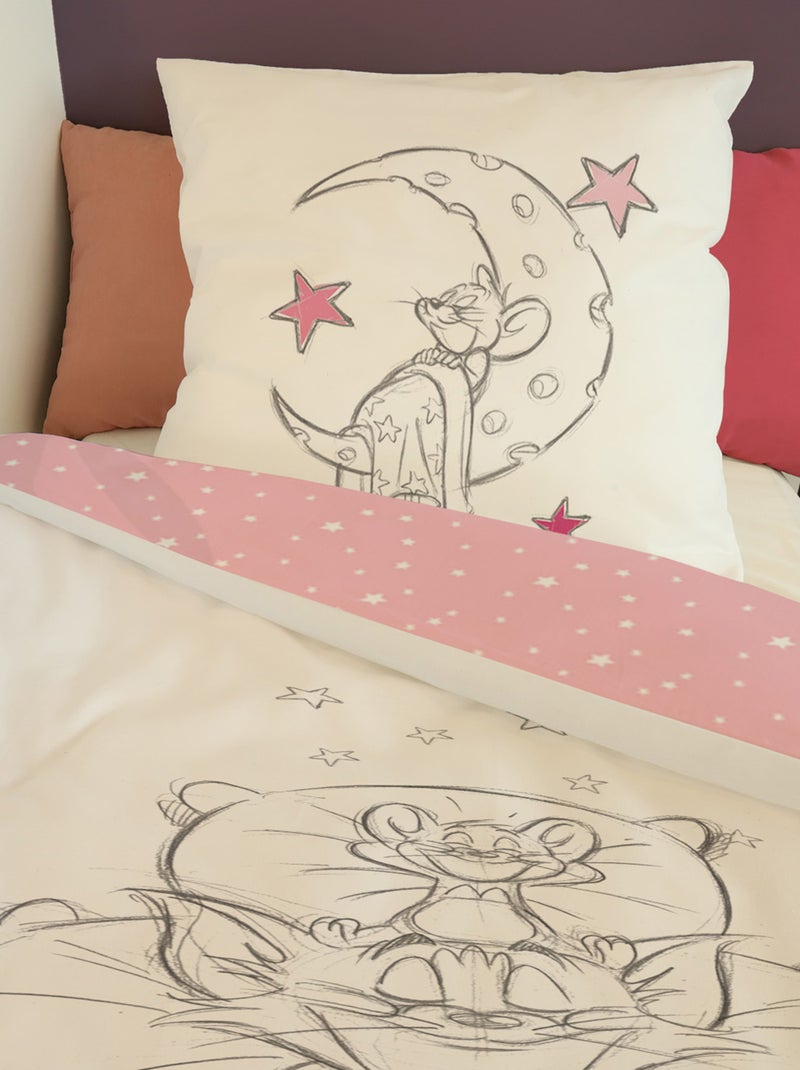 Housse de couette Tom&Jerry dodo 140x200 cm - 100% Coton - Rose et blanc Blanc - Kiabi