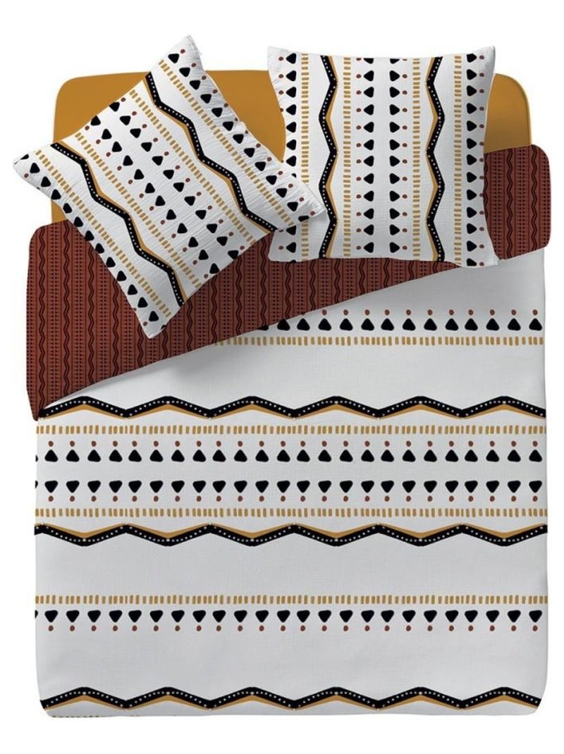 Housse de couette  Tribal + taie(s) 100% coton 57 fils Blanc - Kiabi