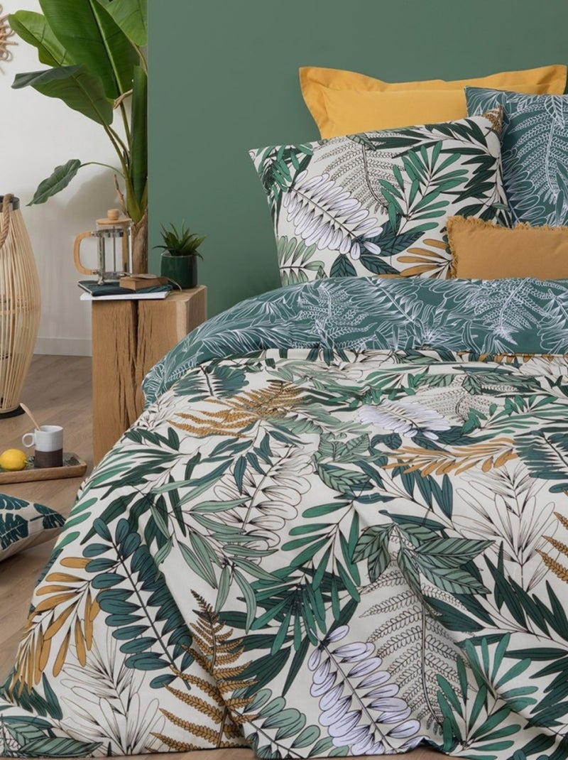 Housse de couette  Tropik + taie(s) 100% coton 57 fils Vert - Kiabi