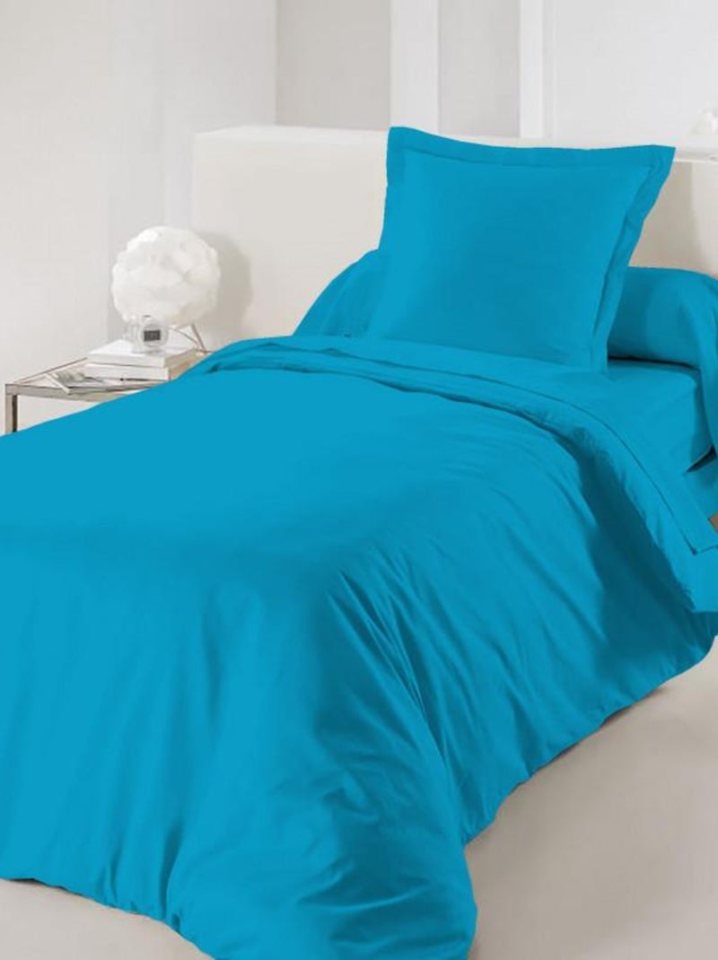 Housse de couette Turquoise 140 x 200 cm / 100% Coton / 57 Fils/cm² pour lit 1 place Bleu turquoise - Kiabi