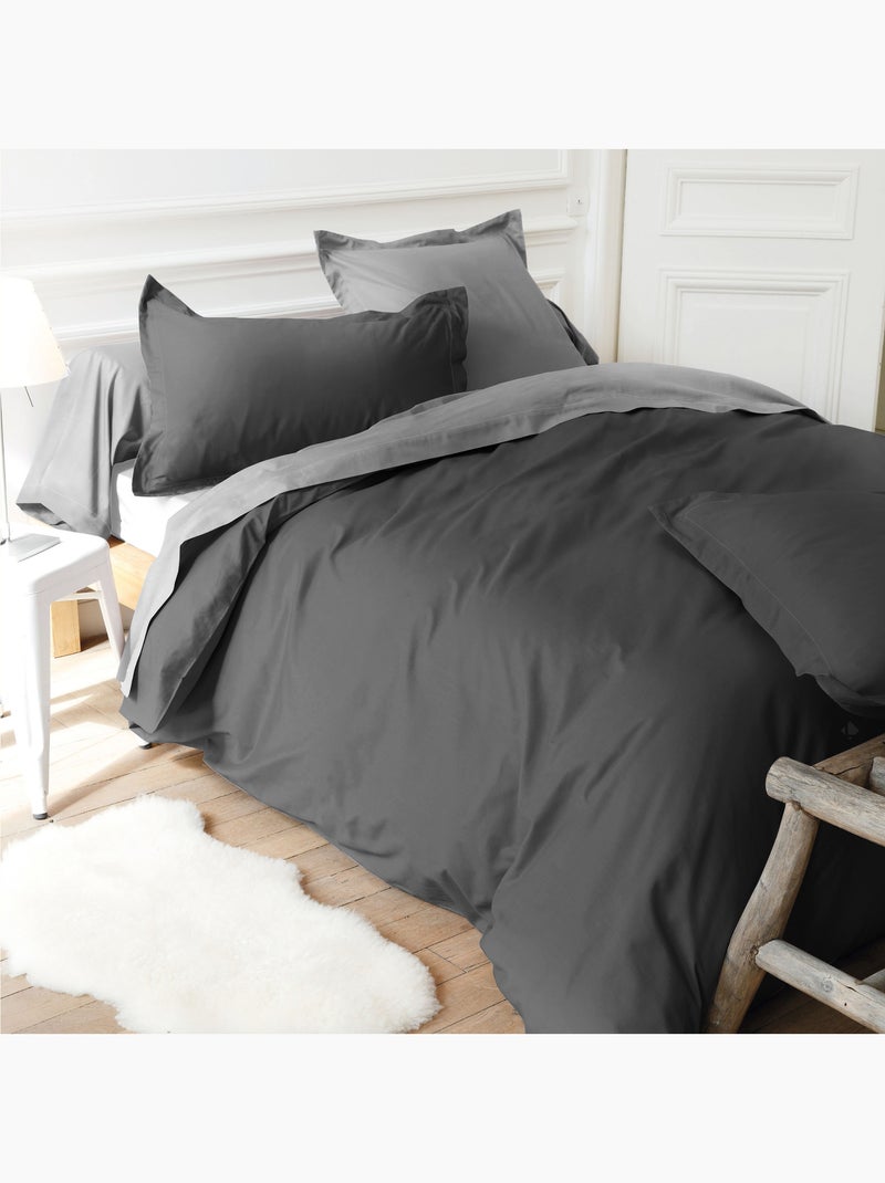 Housse de couette uni coton ALTO Gris foncé - Kiabi